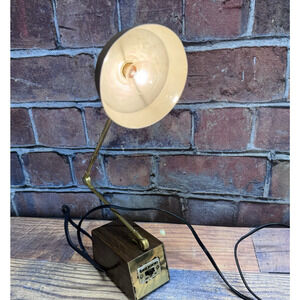 Vintage TENSOR MCM Articulating Portable Desk Lamp Gold Brown Model 6500 WORKS